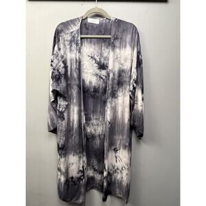 Carly Jean Los Angeles Tie‎ Dye Kimono Womens Small Gray Festival